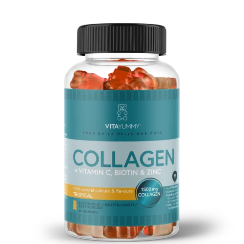 VitaYummy tropinių vaisių skonio multivitaminai su kolagenu, vitaminu C, Biotinu ir Cinku, maisto papildas, 60 vnt/180 g