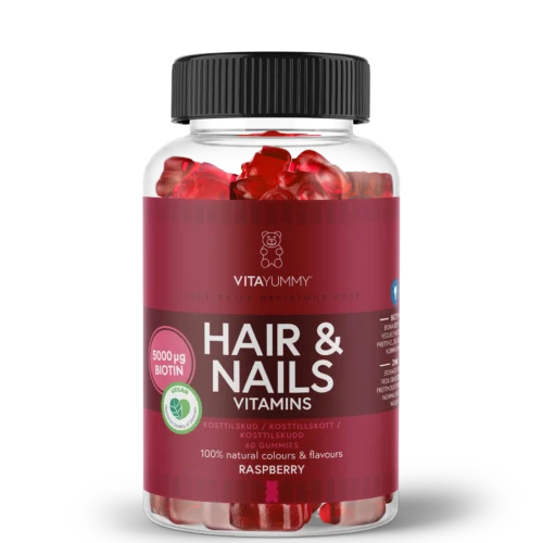 VitaYummy aviečių skonio multivitaminai su biotinu plaukams ir nagams, maisto papildas, 60 vnt/180 g