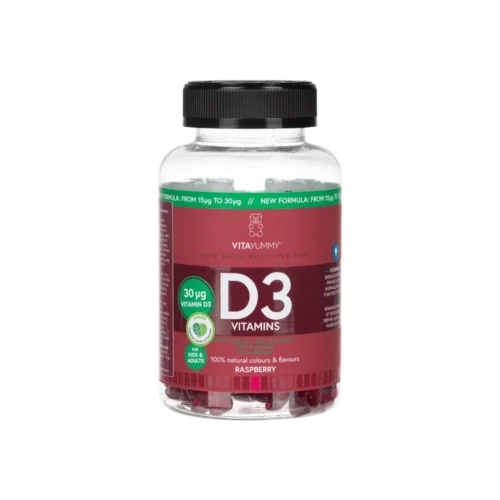 VitaYummy aviečių skonio multivitaminai su vitaminu D3, maisto papildas, 60 vnt/180 g